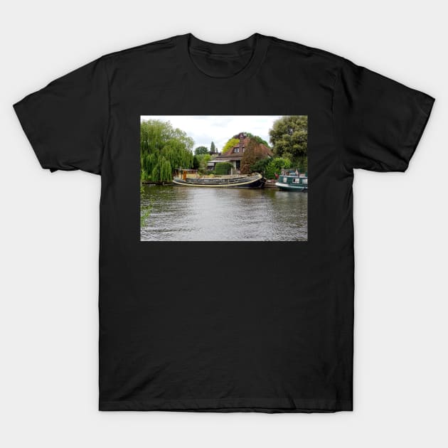 Boat on river Thames at Staines T-Shirt by fantastic-designs